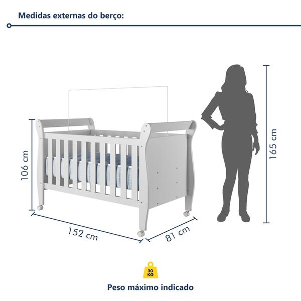 Imagem de Quarto de Bebê Completo Gêmeos com Guarda-roupa, 2 Berços e Cômoda Gael Branco