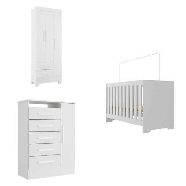Quarto de Bebê Completo Guarda Roupa 3 Portas 2 Gavetas com Cômoda e Berço Íris Espresso Móveis Branco Imagem de Quarto de Bebê Completo Guarda Roupa 3 Portas 2 Gavetas com Cômoda e Berço Íris Espresso Móveis Branco