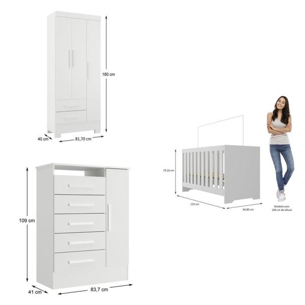 Quarto de Bebê Completo Guarda Roupa 3 Portas 2 Gavetas com Cômoda e Berço Íris Espresso Móveis Branco Imagem de Quarto de Bebê Completo Guarda Roupa 3 Portas 2 Gavetas com Cômoda e Berço Íris Espresso Móveis Branco