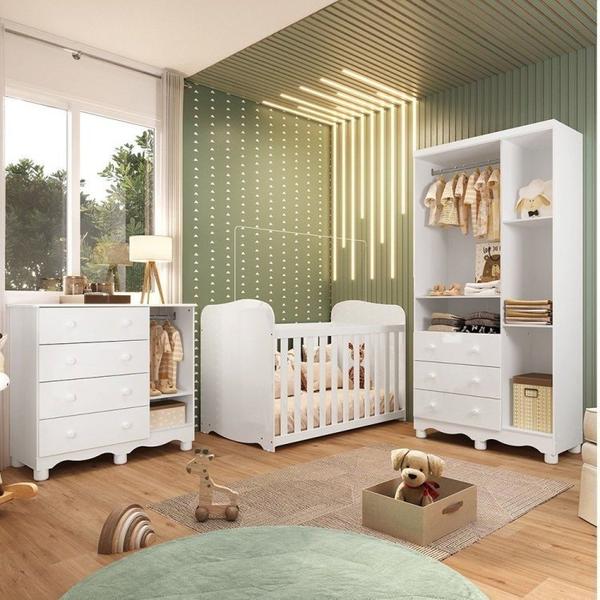 Quarto de Bebê Completo Guarda Roupa 3 Portas Cômoda 4 Gavetas e Berço 100% Mdf Lana Espresso Móveis Imagem de Quarto de Bebê Completo Guarda Roupa 3 Portas Cômoda 4 Gavetas e Berço 100% Mdf Lana Espresso Móveis
