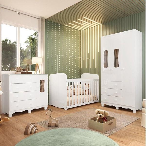 Quarto de Bebê Completo Guarda Roupa 3 Portas Cômoda 4 Gavetas e Berço 100% Mdf Lana Espresso Móveis Imagem de Quarto de Bebê Completo Guarda Roupa 3 Portas Cômoda 4 Gavetas e Berço 100% Mdf Lana Espresso Móveis