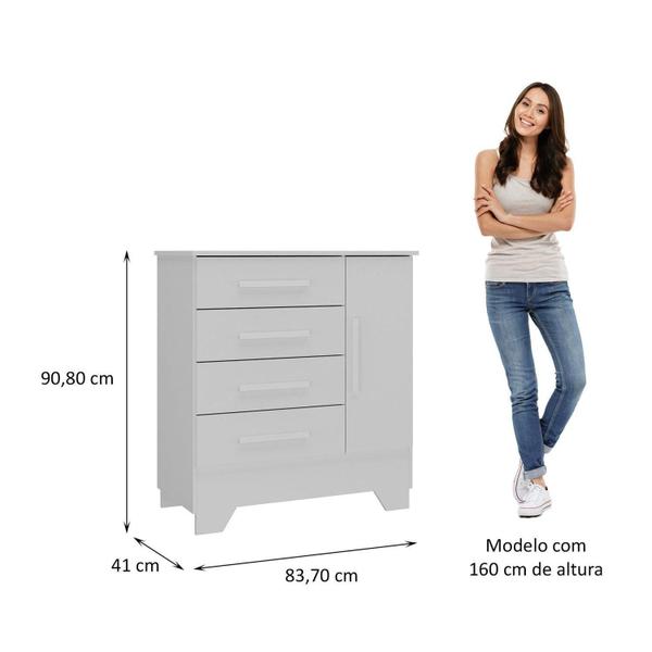 Imagem de Quarto de Bebê Completo Guarda Roupa 4 Portas 2 Gavetas com Cômoda e Berço Lily Espresso Móveis Branco