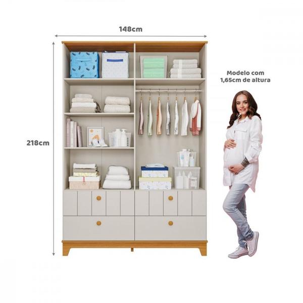 Imagem de Quarto de Bebê Completo Guarda Roupa 4 Portas Cômoda e Berço Liza Permobili