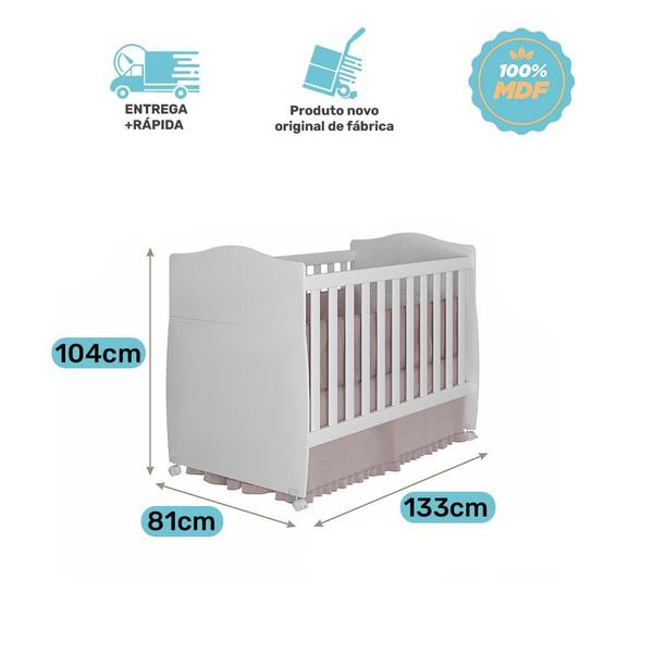 Imagem de Quarto de Bebê Completo Guarda Roupa + Berço + Comoda Riso Conforto Permóbili Baby Branco