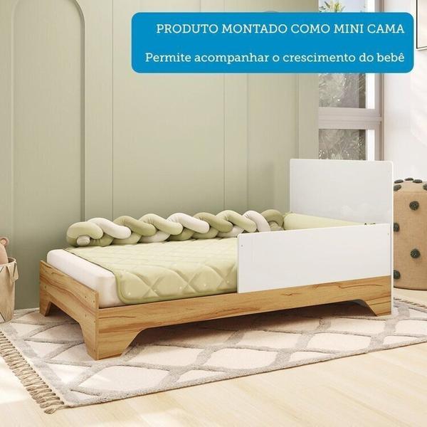 Imagem de Quarto de Bebê Completo Guarda-roupa e Cômoda e Berço Minicama 100% Mdf Ravy Espresso Móveis Branco Brilho/Amêndoa