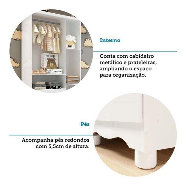 Imagem de Quarto de Bebê Completo Guarda Roupas Cômoda com Janelas e Berço 100% Mdf Aurora Espresso Móveis