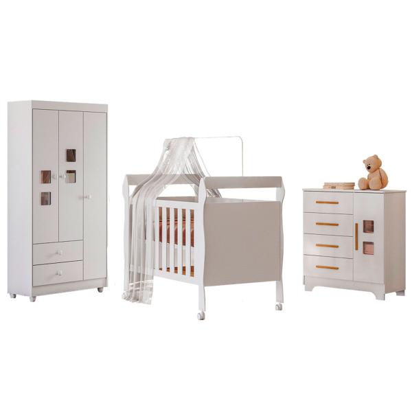 Imagem de Quarto de Bebê Completo Mila 100% Mdf 4 Portas 6 Gavetas Branco 5425 - Tigus Baby