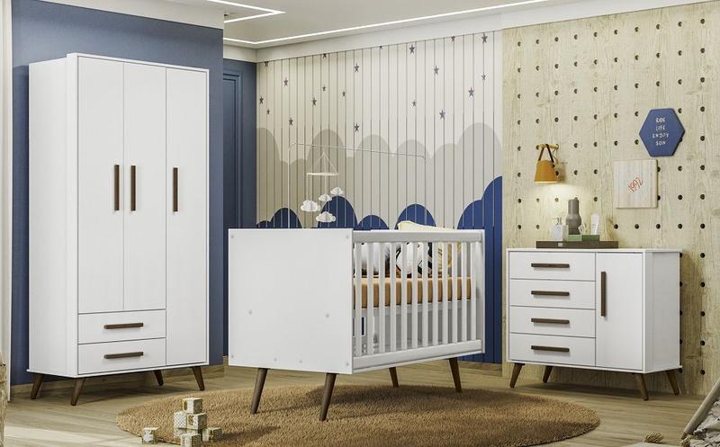 Imagem de Quarto de Bebe Completo Q Encanto Retrô Branco Qmovi