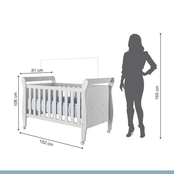 Imagem de Quarto de Bebê Completo Zara com Berço Cômoda Guarda Roupa Tigus Baby Branco