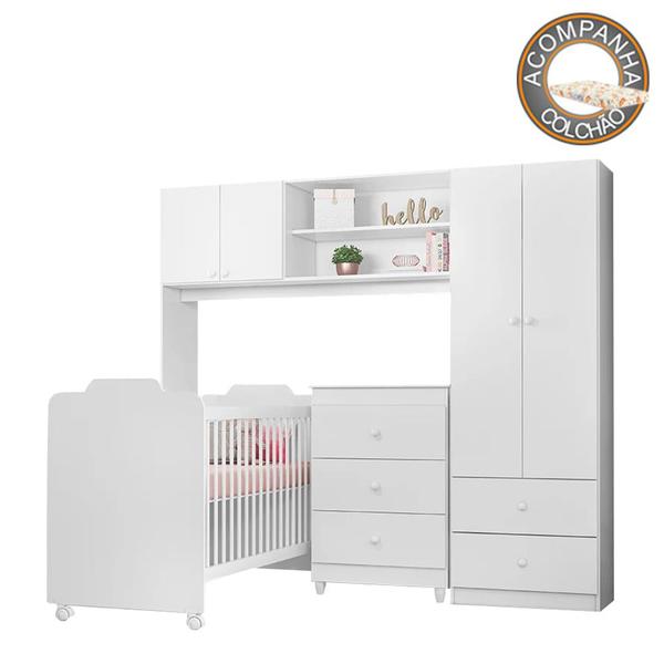 Imagem de Quarto de Bebe Conjugado Ternura Completo com Colchão Branco Peternella