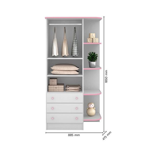 Imagem de Quarto De Bebê Doce Sonho Cômoda Com Trocador  Branco e Rosa - Qmovi