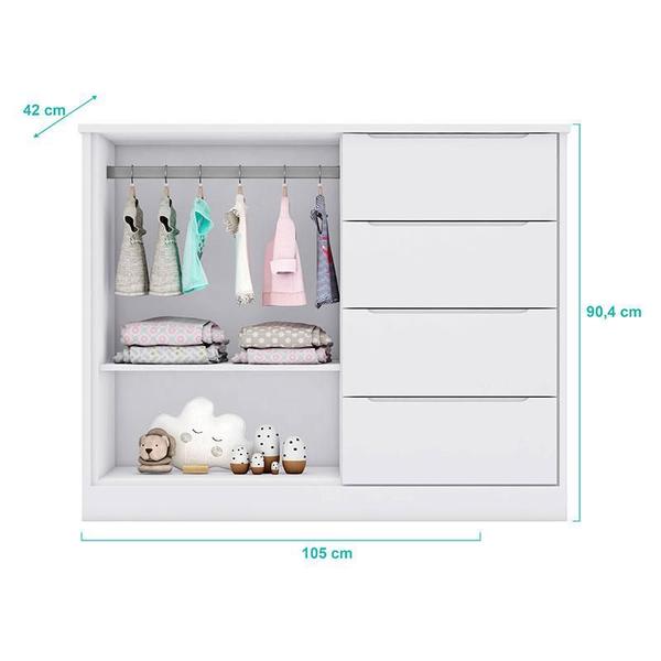 Imagem de Quarto de Bebê Eloá com Berço Americano Realeza Branco Acetinado - Phoenix Baby