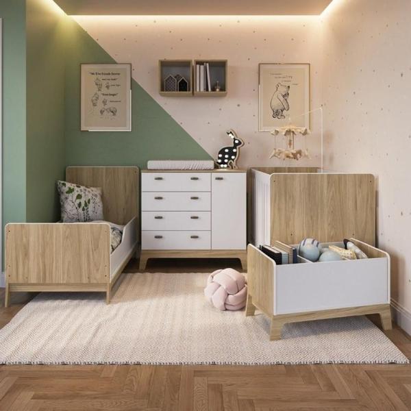 Imagem de Quarto de Bebê Gêmeos Favo de Mel Completo - Natural/Branco