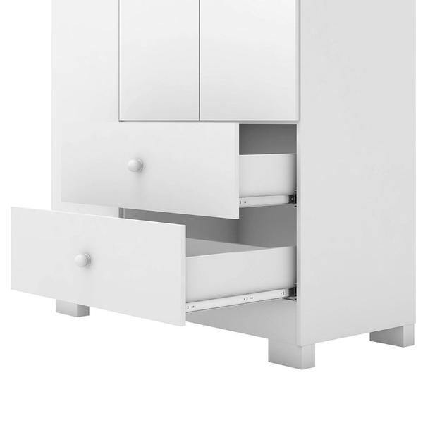 Imagem de Quarto de Bebê Guarda-roupa 3 Portas Cômoda 3 Gavetas 1 Porta Flofy Branco