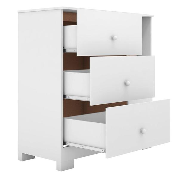 Imagem de Quarto de Bebê Guarda-roupa 3 Portas Cômoda 3 Gavetas 1 Porta Flofy Branco