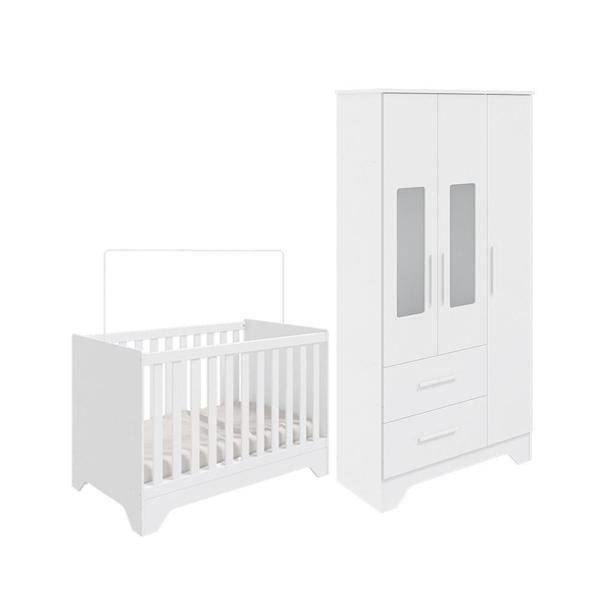 Imagem de Quarto de Bebê Guarda Roupa com Janela e Berço 3 em 1 100 MDF Popy  Móveis Peroba