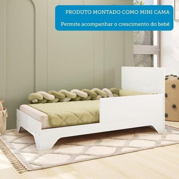 Imagem de Quarto de Bebê Guarda-roupa com Janelas e Berço Minicama 100% Mdf Liam Espresso Móveis Branco Brilho