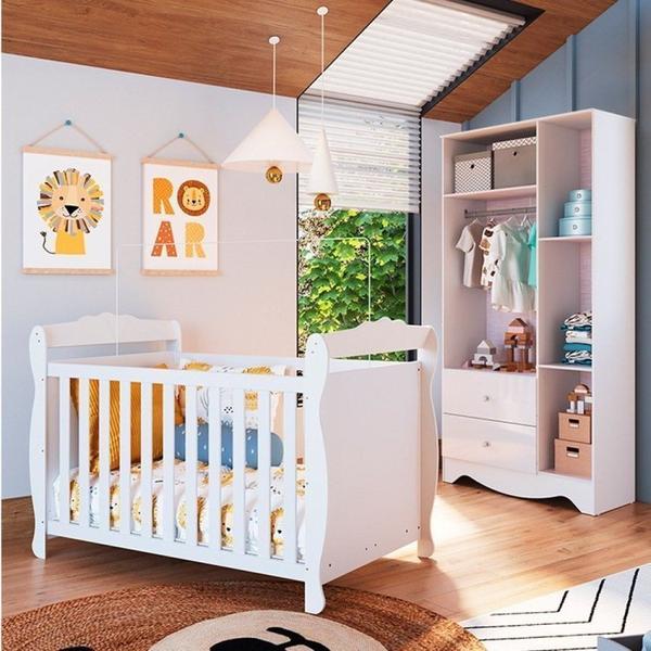 Imagem de Quarto de Bebê Guarda Roupa com Janelas Losango e Berço Americano Cocada Yescasa