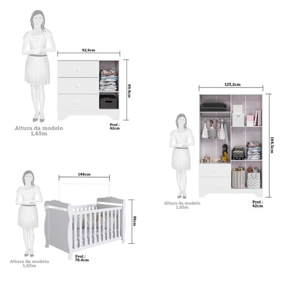 Quarto de Bebê Guarda Roupa Cômoda e Berço Cocada 100% MDF Espresso Móveis Branco Brilho Imagem de Quarto de Bebê Guarda Roupa Cômoda e Berço Cocada 100% MDF Espresso Móveis Branco Brilho