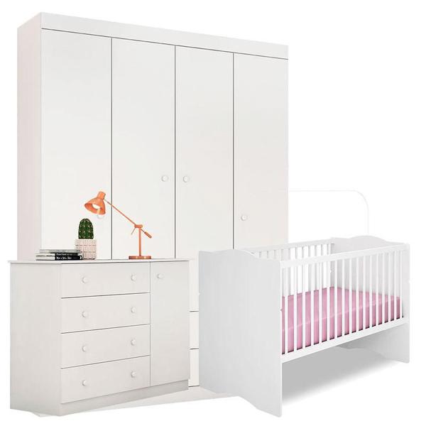 Imagem de Quarto de Bebê Helena com Berço Alegria Branco Brilho - Phoenix