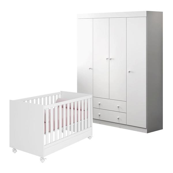 Imagem de Quarto de Bebê Helena Phoenix Baby com Berço 1344 Qmovi Branco