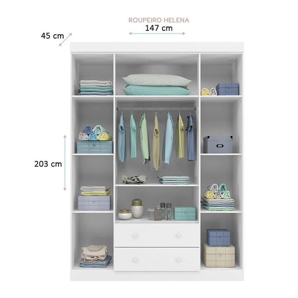 Imagem de Quarto de Bebê Helena Roupeiro e Cômoda Branco - Phoenix Baby