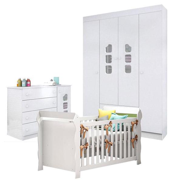 Imagem de Quarto de Bebê Lívia com Berço Americano Lara Branco Brilho  Phoenix