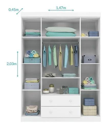 Imagem de Quarto de Bebe Lívia com Guarda Roupa 4 Portas + Cômoda 4 Gavetas 