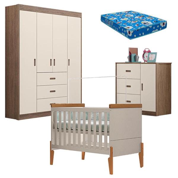 Quarto de Bebê Lívia e Berço Americano Emilly Carvalho Off White com Colchão Ortobom - Canaã - Canaa Baby Imagem de Quarto de Bebê Lívia e Berço Americano Emilly Carvalho Off White com Colchão Ortobom - Canaã