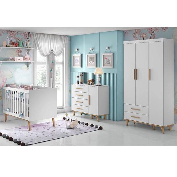 Imagem de Quarto de Bebê Ludmila Branco Bétula com Colchão Gazin  Carolina