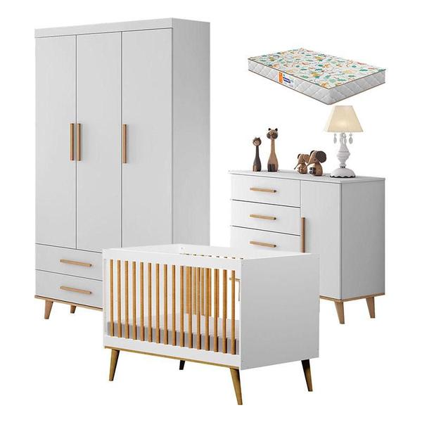 Quarto de Bebê Ludmila com Berço Ligia Branco Acetinado Bétula com Colchão Gazin - Carolina Móveis - Carolina Baby Imagem de Quarto de Bebê Ludmila com Berço Ligia Branco Acetinado Bétula com Colchão Gazin - Carolina Móveis