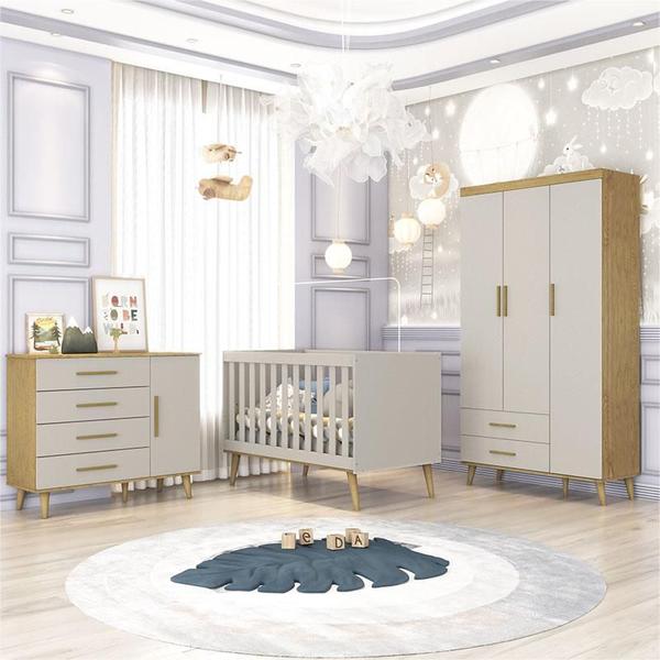 Imagem de Quarto de Bebê Ludmila Off White Bétula com Colchão Ortobom - Carolina Baby