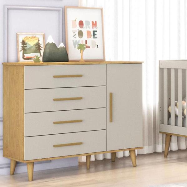 Imagem de Quarto de Bebê Ludmila Off White Bétula com Colchão Ortobom - Carolina Baby