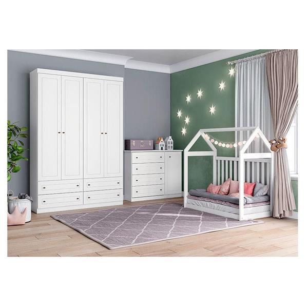 Imagem de Quarto de Bebê Mississipi 4 Portas com Berço Montessoriano Americano Branco HP - Henn