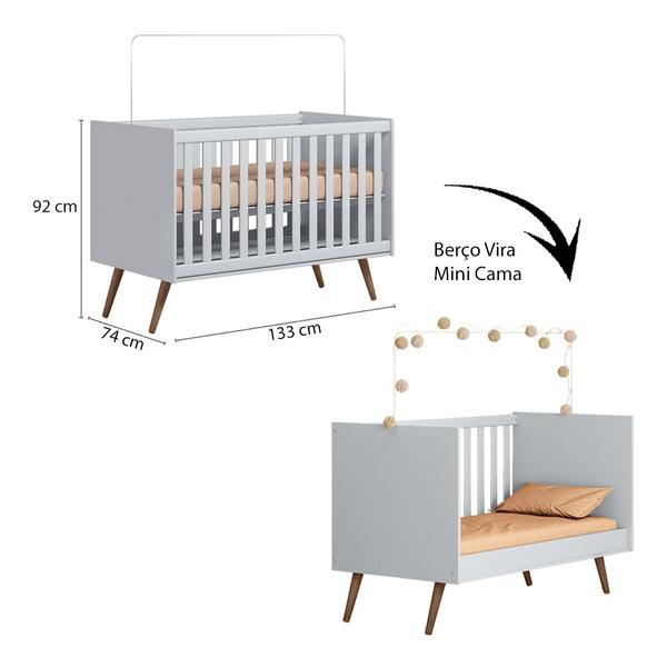 Quarto de Bebê Qencanto com Cômoda e Berço Qmovi Cinza + Colchão Gazin Imagem de Quarto de Bebê Qencanto com Cômoda e Berço Qmovi Cinza + Colchão Gazin