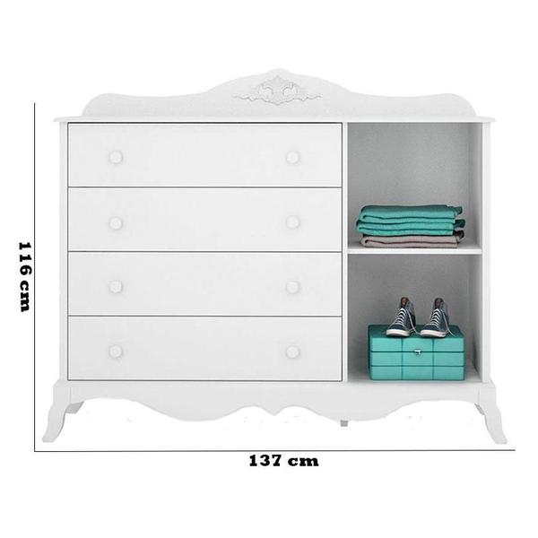 Imagem de Quarto de Bebê Realeza Cômoda 1 Porta Berço com Capitonê Branco Acetinado e Colchão Gazin  Canaã 