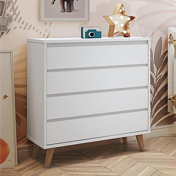 Imagem de Quarto de Bebê Retrô Lorena Berço 3 em 1 Ludmila Cômoda Infantil Branco Carolina Baby