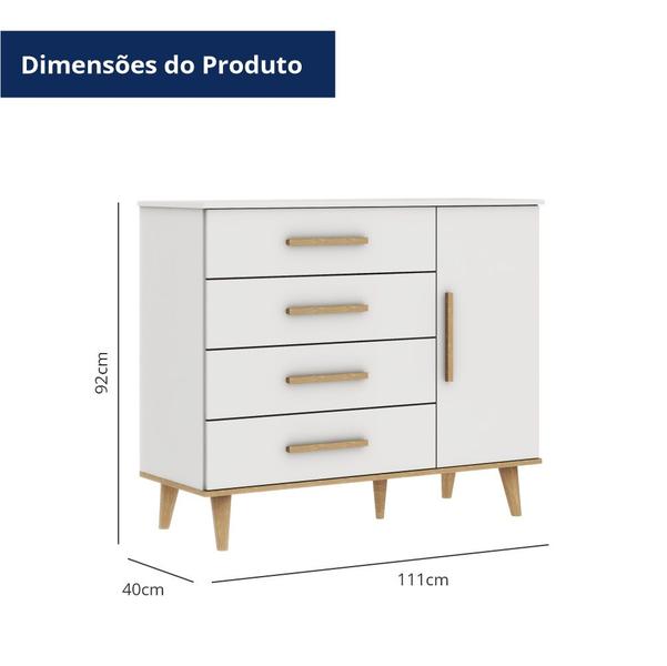 Imagem de Quarto de Bebê Retrô Ludmila Berço 3x1 Cômoda Infantil Branco Carolina Baby