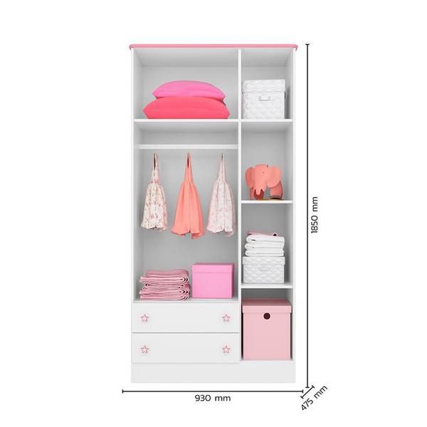 Imagem de Quarto De Bebê Roupeiro e Cômoda Doce Sonho 4   Branco e Rosa - Qmovi