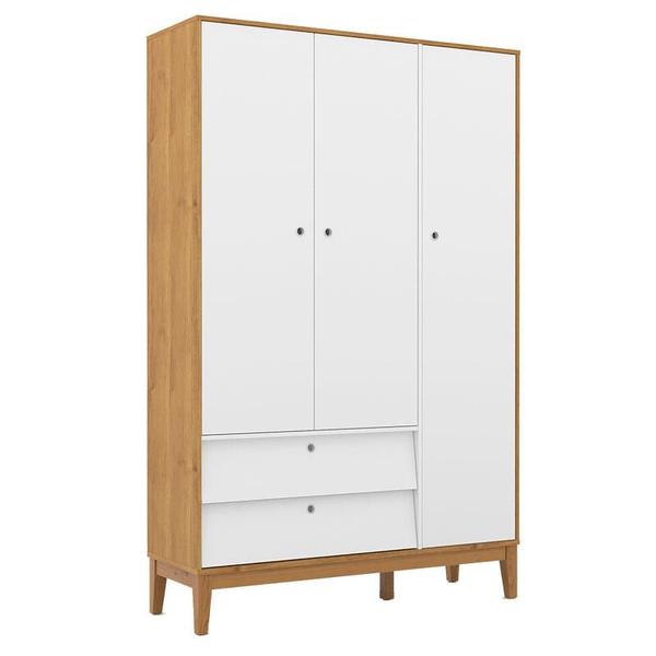 Imagem de Quarto de Bebê Unique 3 Portas com Cômoda 6 Gavetas e Painel Ripado Branco Soft Freijó Eco Wood - Matic