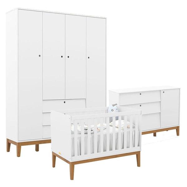 Imagem de Quarto de Bebe Unique 4 Portas com Cômoda Sapateira Branco Soft Eco Wood - Matic