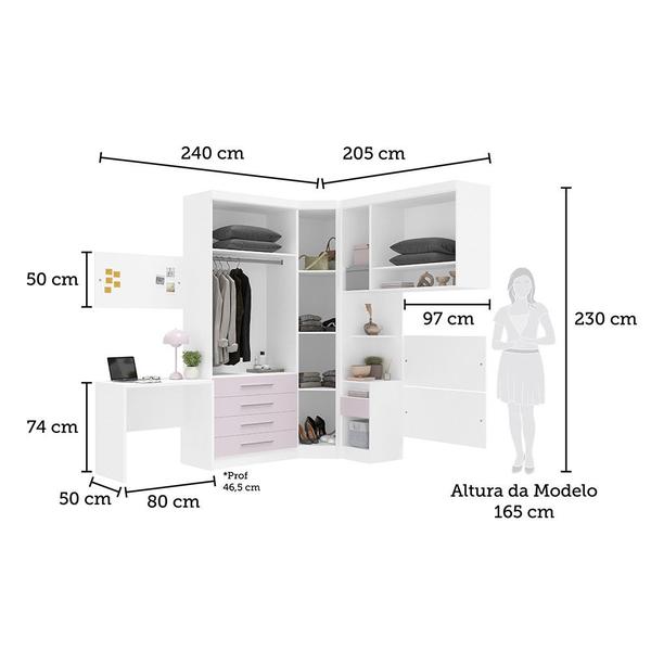 Imagem de Quarto de Canto Solteiro com Guarda Roupas Cabeceira e Escrivaninha Alpes Luciane Móveis