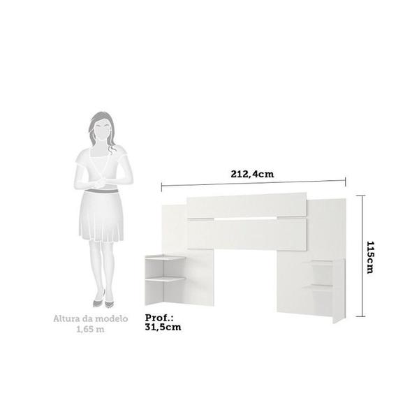 Imagem de Quarto de Casal 2 Peças Guarda Roupa 2 Portas com Cabeceira Extensível Renata Espresso Móveis Branco