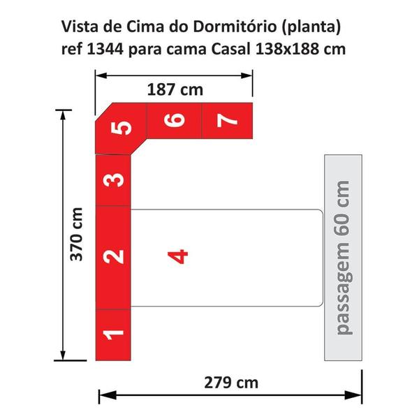 Imagem de Quarto de Casal de Canto e sem Cama 1344S Castanho