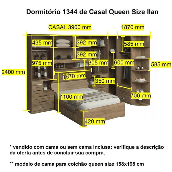 Imagem de Quarto de Casal de Canto e sem Cama Queen 1344SQ Branco