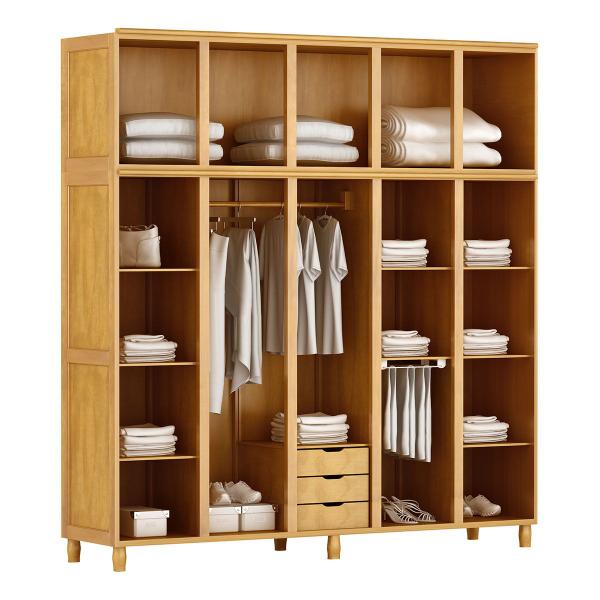 Imagem de Quarto de Casal Grécia: Guarda-Roupa 10 Portas c/ Espelho Cama Cômoda Sapateira Madeira Pinus Mel - Cavazotto