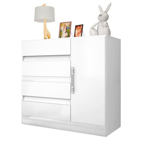 Imagem de Quarto de Casal Guarda Roupa 1684 e Cômoda Exellence 8000 com Cabeceira Luiza 140 cm Branco - Araplac