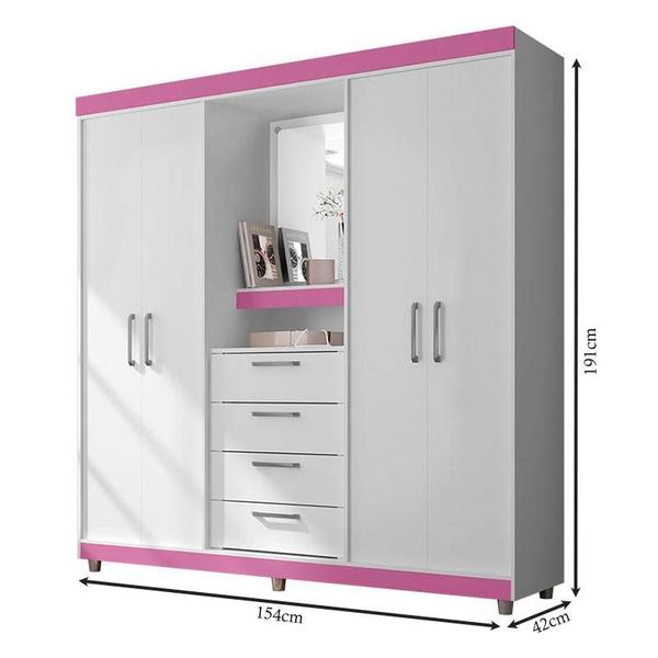 Imagem de Quarto de Casal Guarda Roupa 2218 Cômoda 8000 e Cabeceira Luiza 160 cm Branco - Araplac