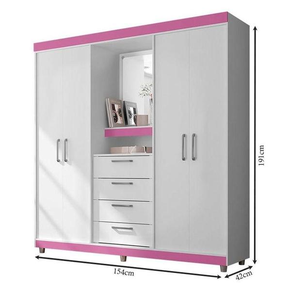 Imagem de Quarto De Casal Guarda Roupa 2218 E Cabeceira Luiza 140 Cm Branco - Araplac