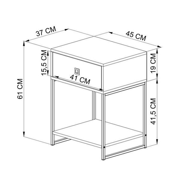 Imagem de Quarto Estilo Industrial com Guarda Roupa Closet de 2 Gavetas e 2 Mesas de Cabeceira com 1 Gaveta